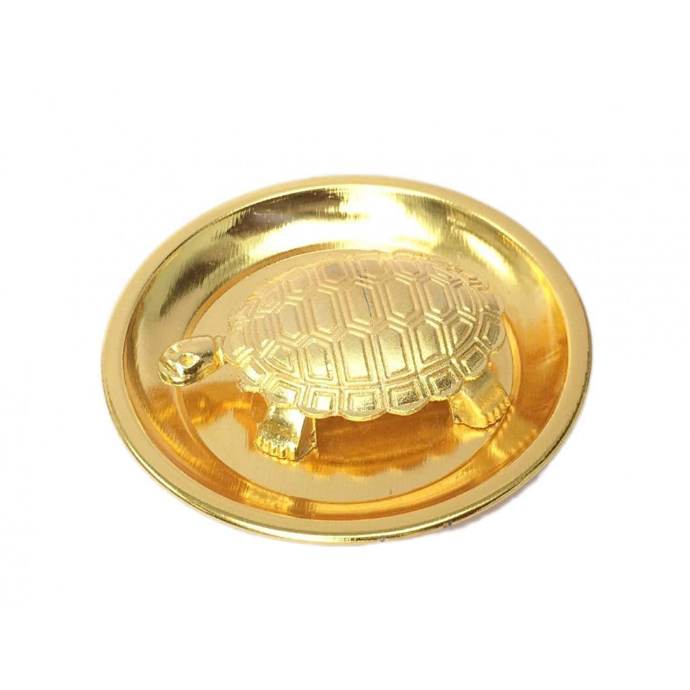Fengshui Vastu Gold Polished Turtle Plate for Home and Office