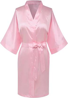 Baby Pink Small Bath Robe (1 Satin Robe, For: Women, Baby Pink)
