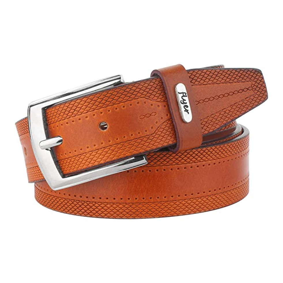 Flyer Men's(General/Casual) Tan Leather Belt Adjustable SizeBuckle