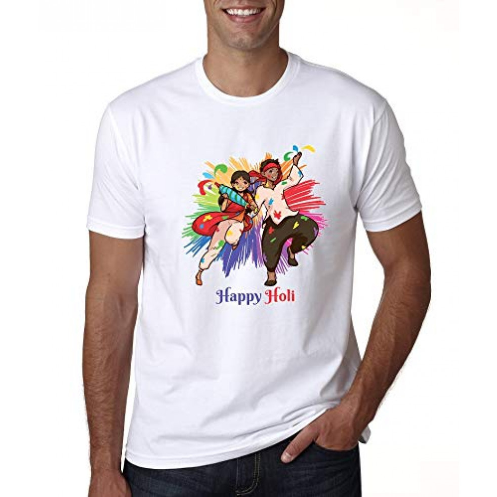 Klip 2 Deal Happy Holi Printed Customized T-Shirts, For Men & Women